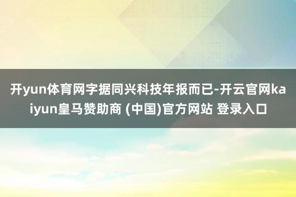 开yun体育网　　字据同兴科技年报而已-开云官网kaiyun皇马赞助商 (中国)官方网站 登录入口