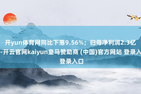 开yun体育网同比下落9.56%；归母净利润2.3亿元-开云官网kaiyun皇马赞助商 (中国)官方网站 登录入口